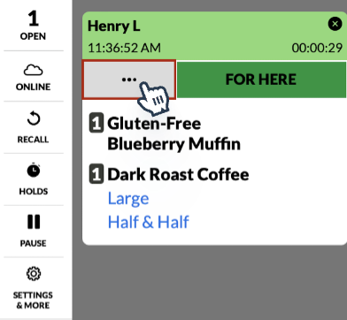 Fresh KDS Action Menu
